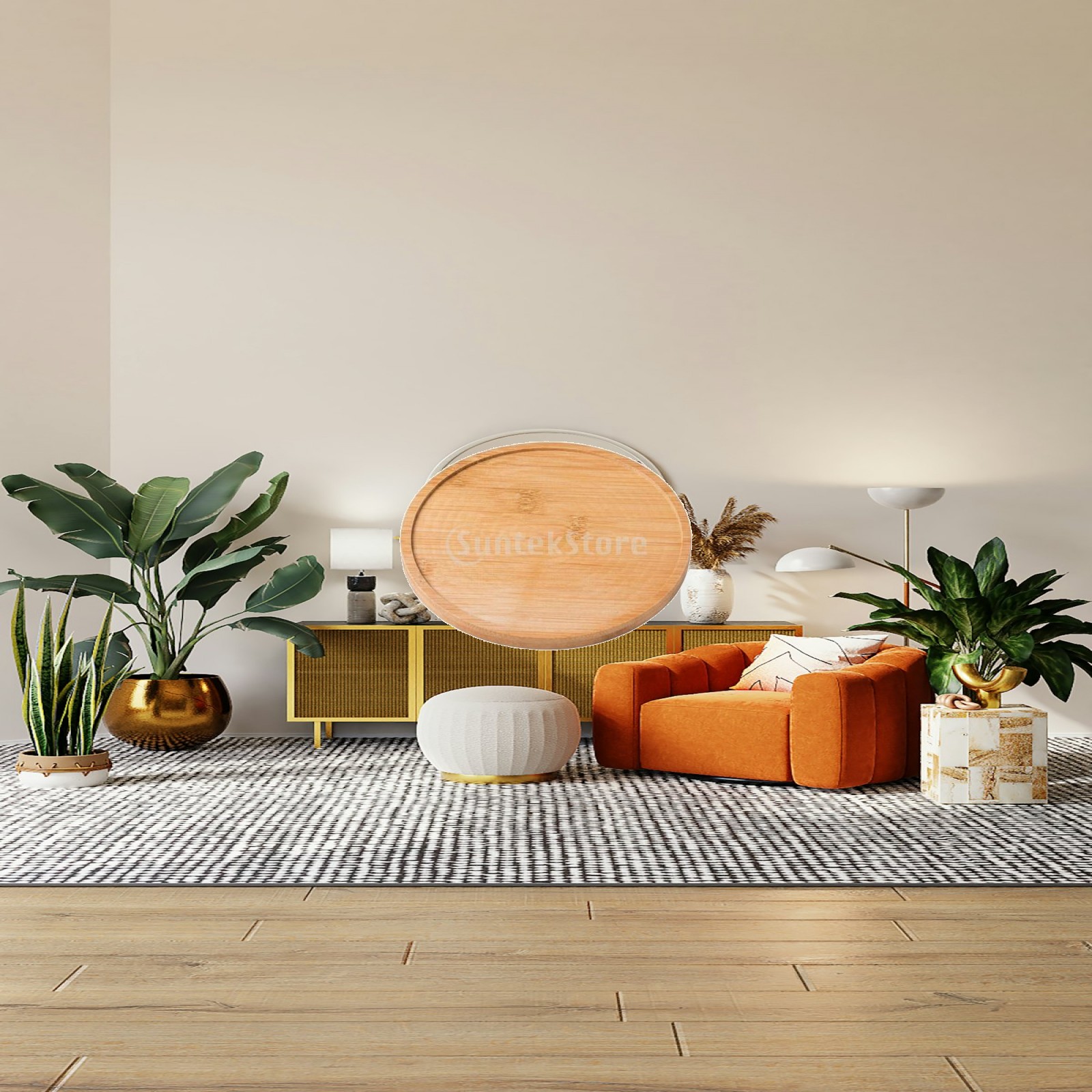 Drip Tray Saucer - Socle en bambou industriel pour plantes,